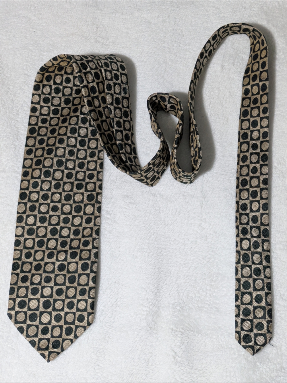 Vintage K.E.T.C.H. Classics Men's Geometric Pattern Necktie - Brown & Beige